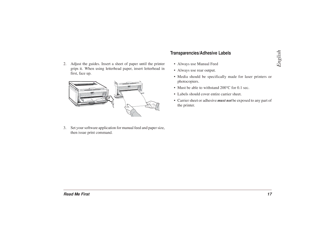 Oki 6ex6 manual Transparencies/Adhesive Labels 