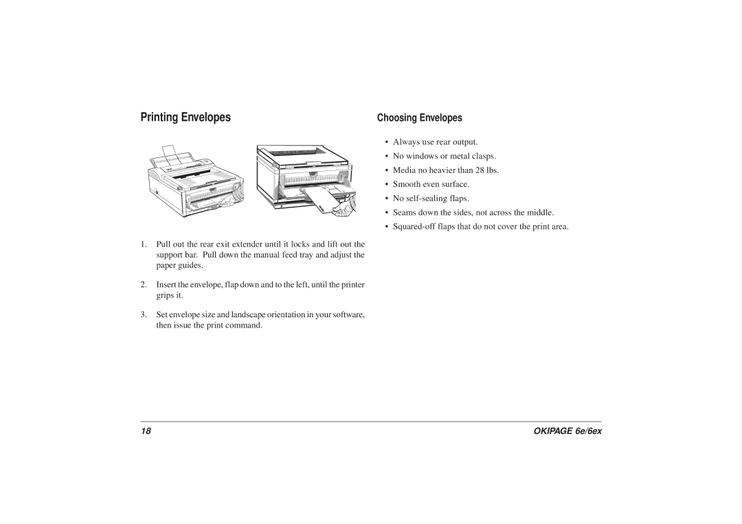 Oki 6ex6 manual Printing Envelopes, Choosing Envelopes 