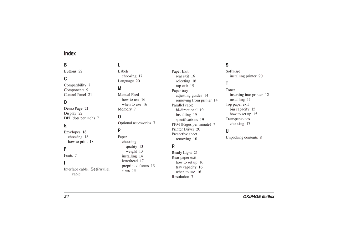 Oki 6ex6 manual Index 