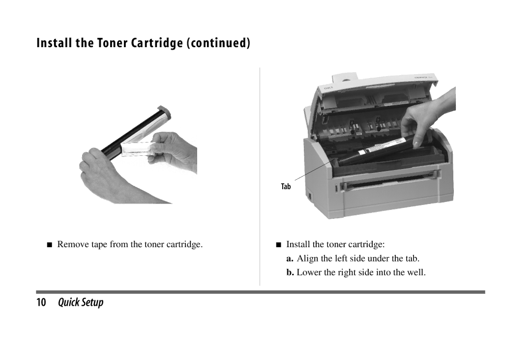 Oki 6w manual Install the Toner Cartridge 