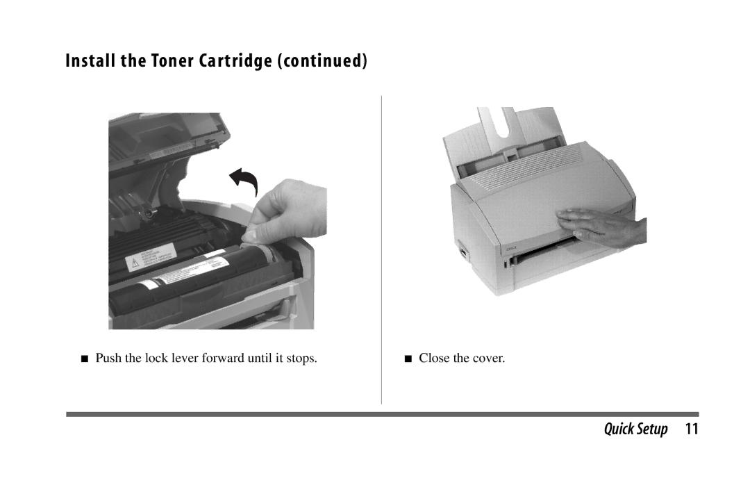 Oki 6w manual Push the lock lever forward until it stops Close the cover 