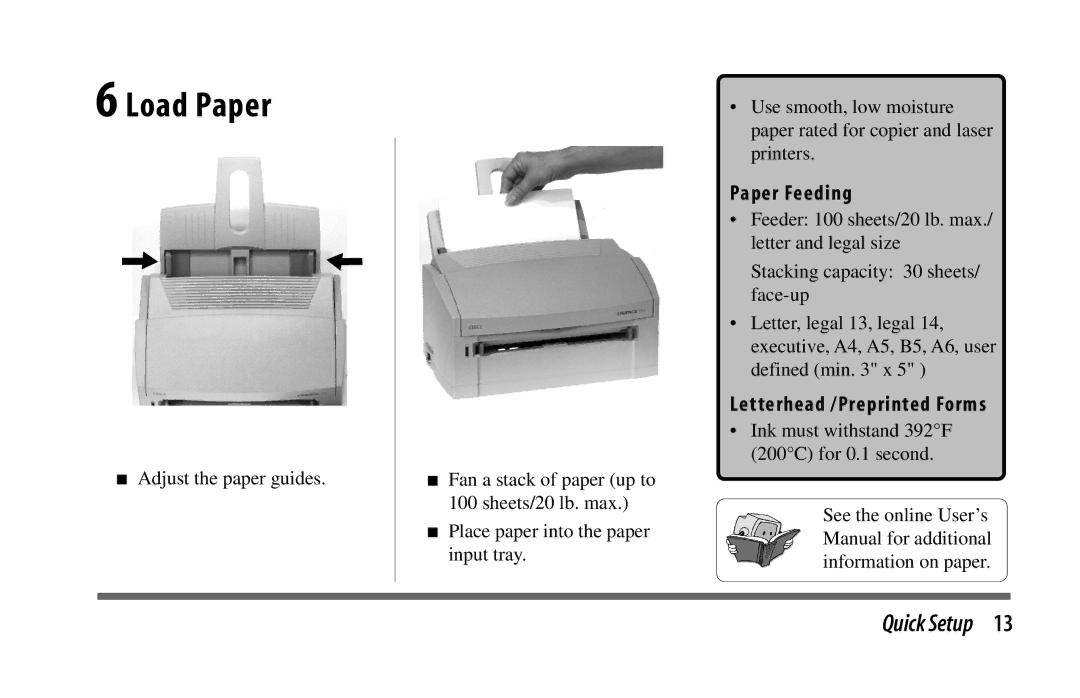 Oki 6w manual Load Paper, Paper Feeding 