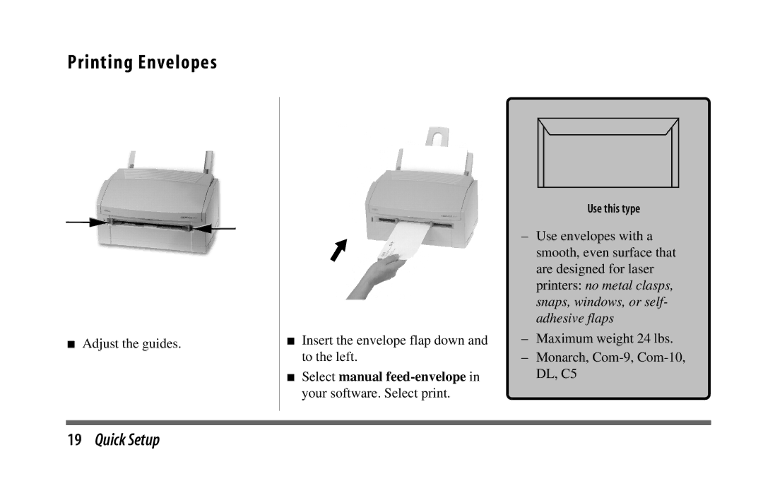 Oki 6w Printing Envelopes, Select manual feed-envelope in your software. Select print 