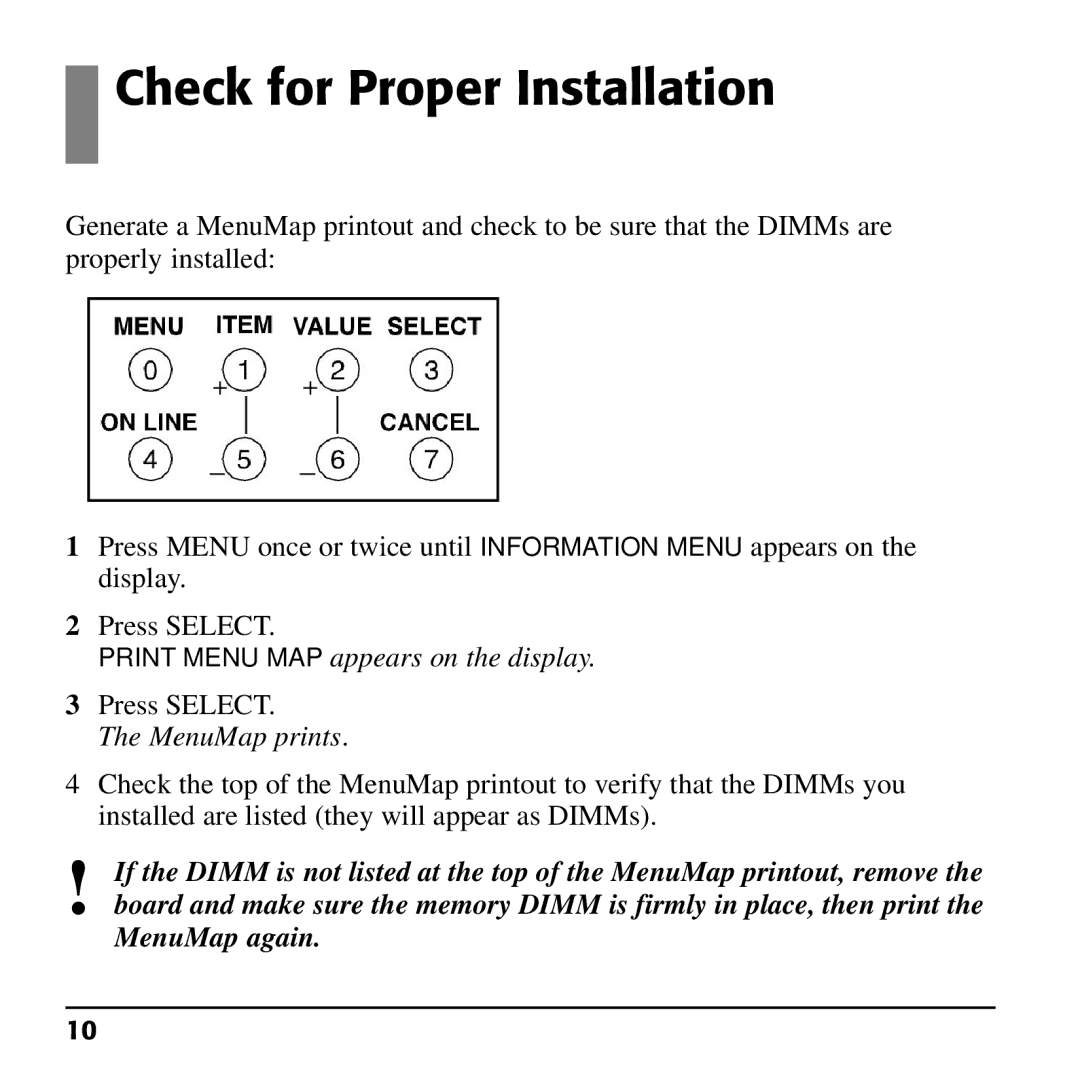 Oki 70037501, 70037601, 70037401 installation instructions Check for Proper Installation, MenuMap prints 