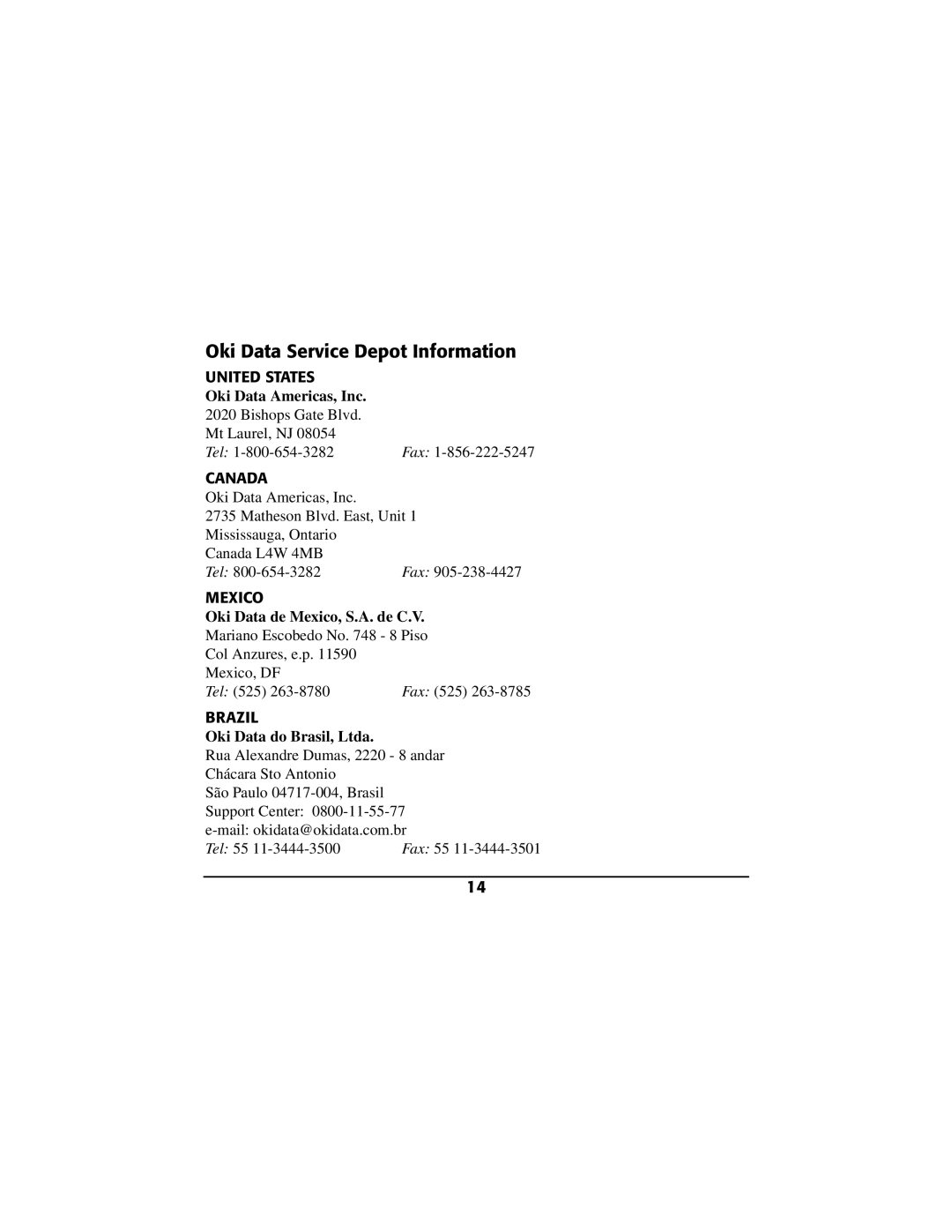 Oki 70040901 installation instructions Oki Data Service Depot Information 