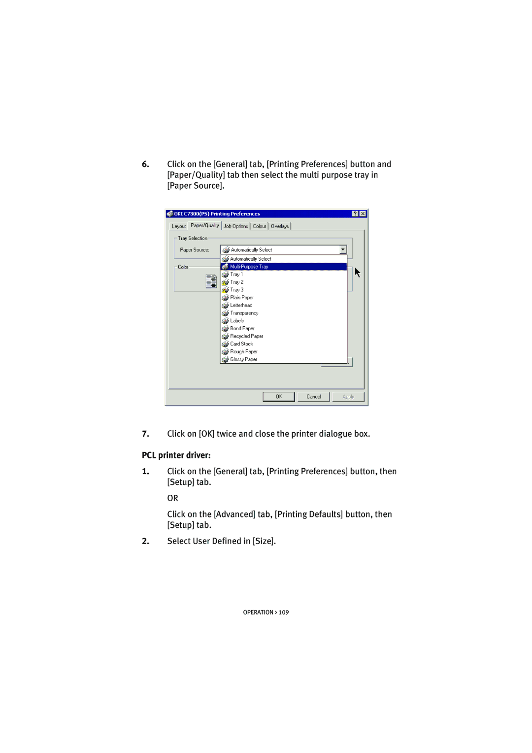 Oki 7100 manual PCL printer driver 