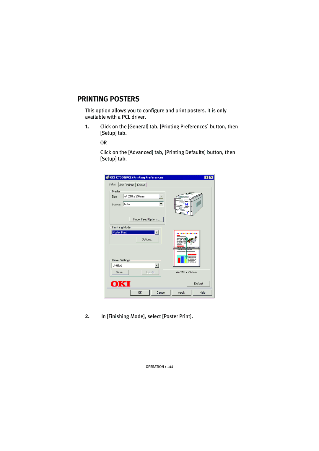 Oki 7100 manual Printing Posters 