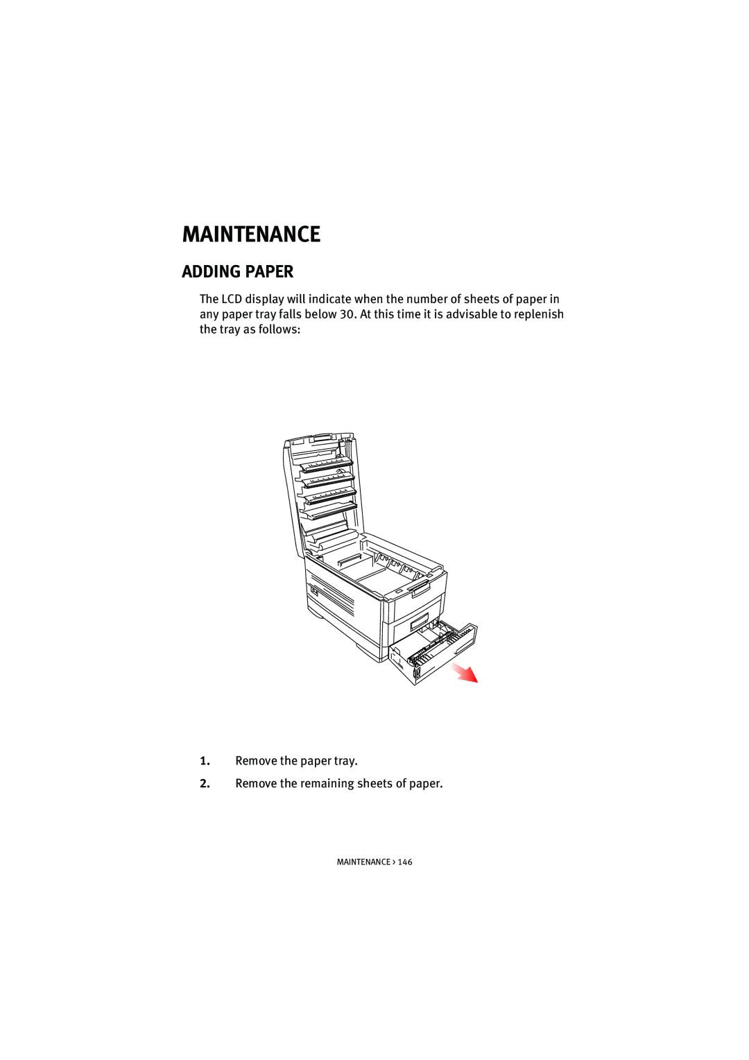 Oki 7100 manual Maintenance, Adding Paper 