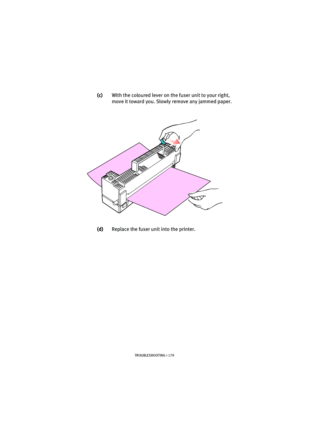 Oki 7100 manual Replace the fuser unit into the printer 