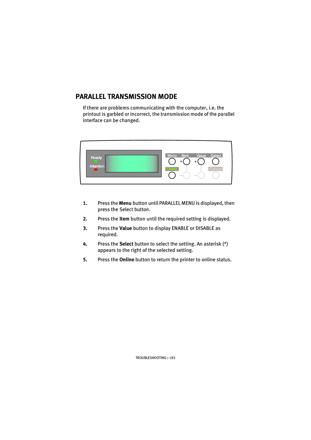 Oki 7100 manual Parallel Transmission Mode 