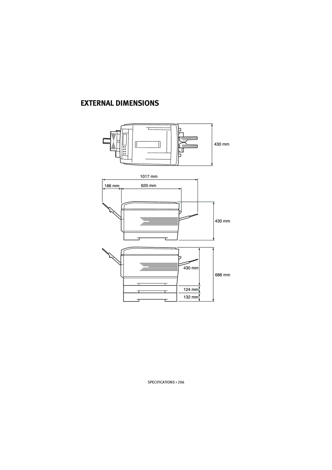 Oki 7100 manual External Dimensions 