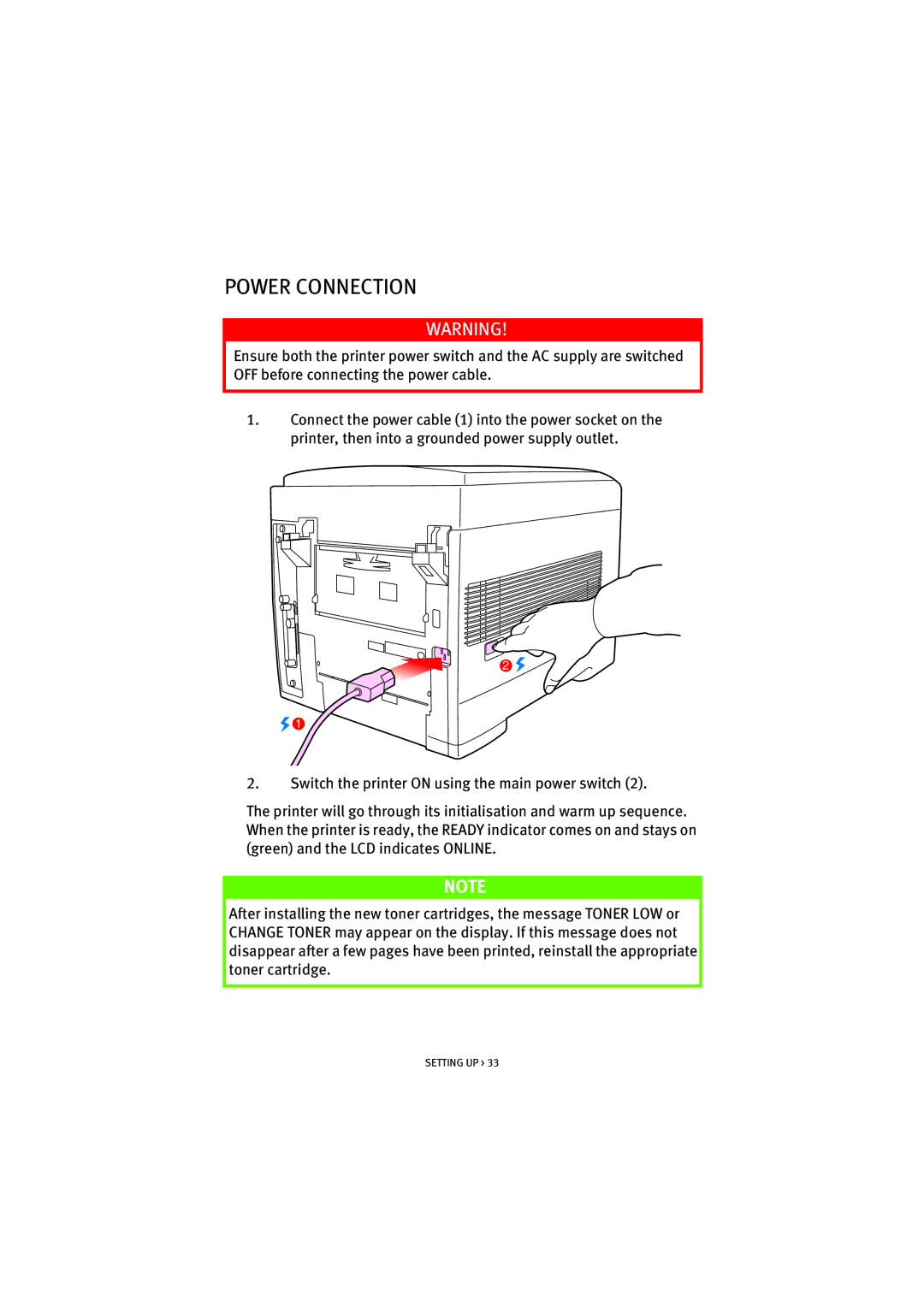 Oki 7100 manual Power Connection 