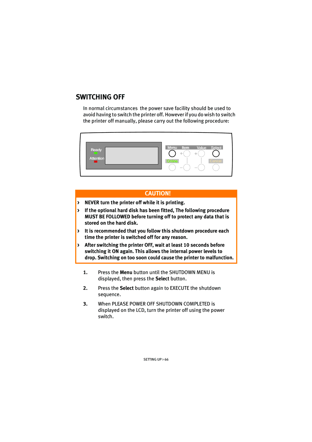 Oki 7100 manual Switching OFF 