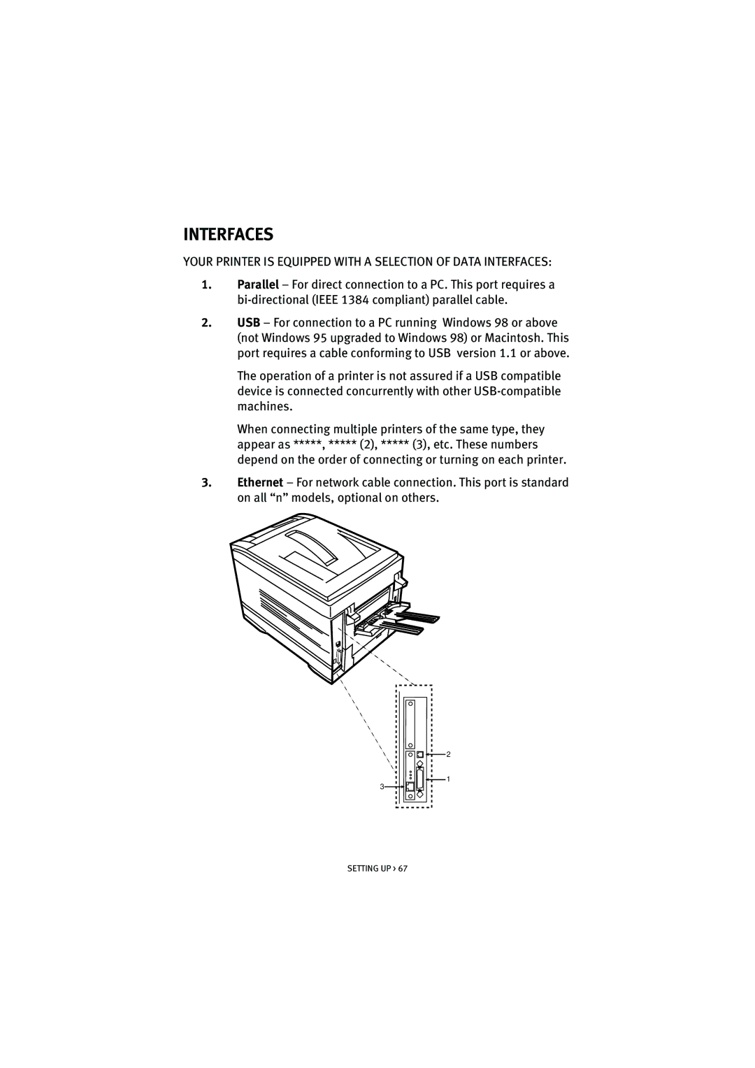 Oki 7100 manual Interfaces 