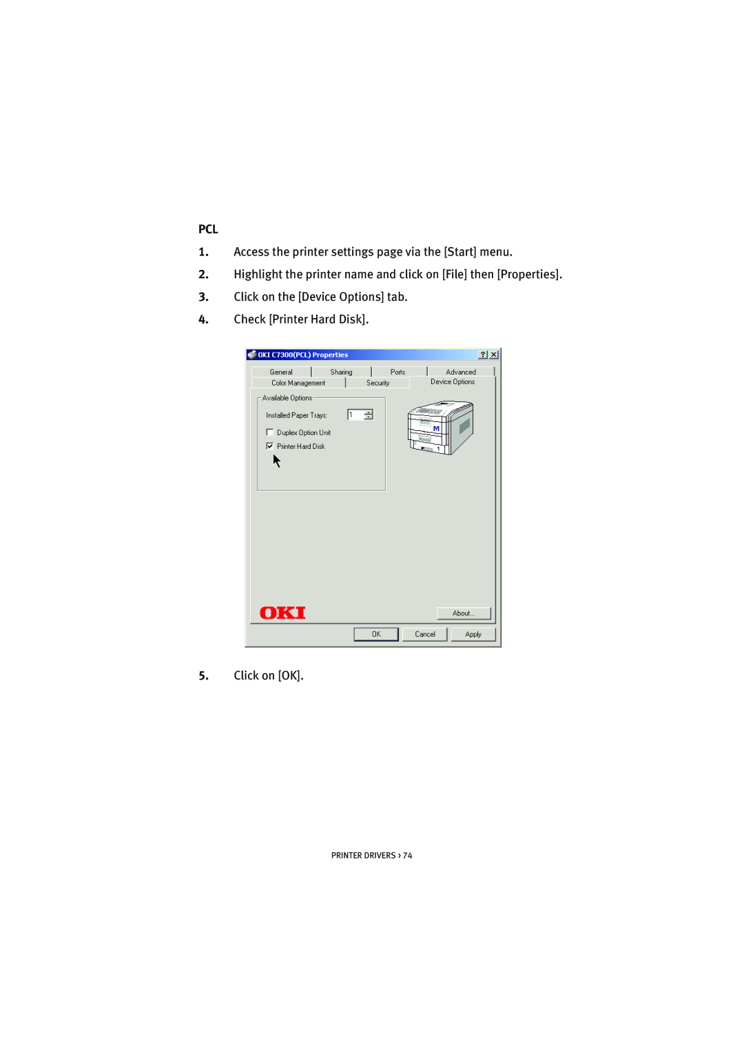 Oki 7100 manual Pcl 