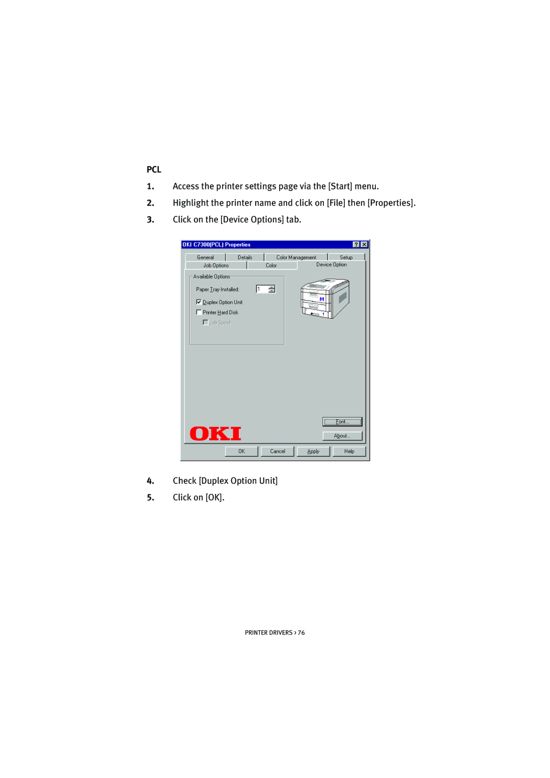 Oki 7100 manual Pcl 