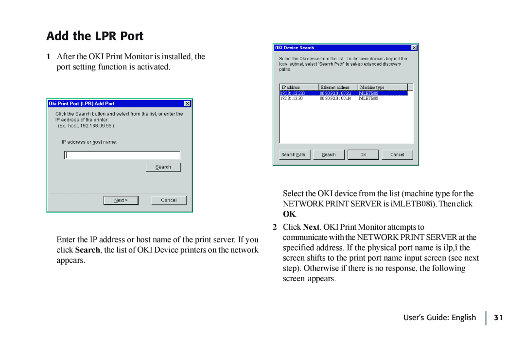 Oki 7100e+ manual Add the LPR Port 