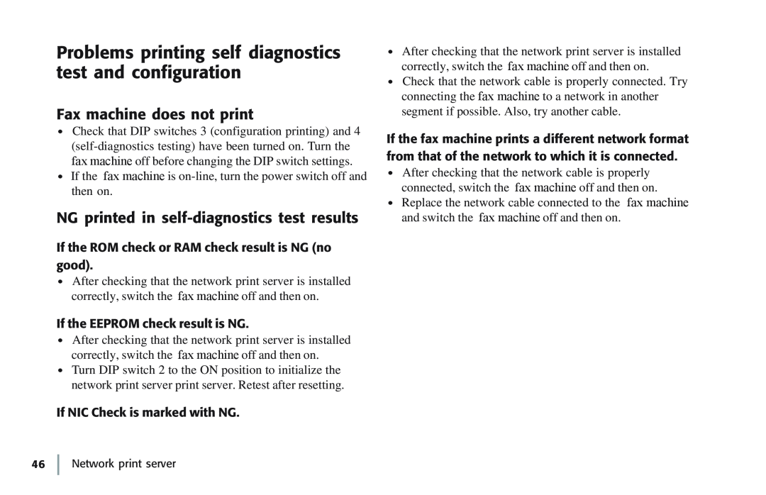 Oki 7100e+ manual Problems printing self diagnostics test and configuration, NG printed in self-diagnostics test results 