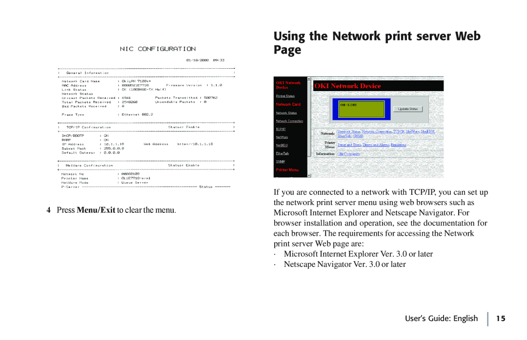 Oki 7100e+ manual Using the Network print server Web 