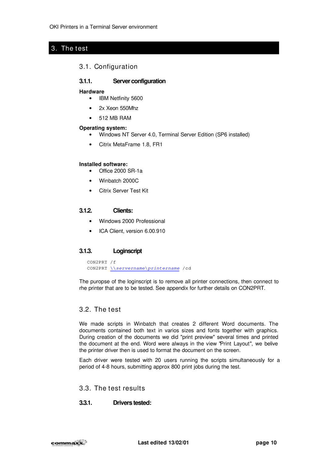 Oki 7200, 7400 manual Configuration, Test results 