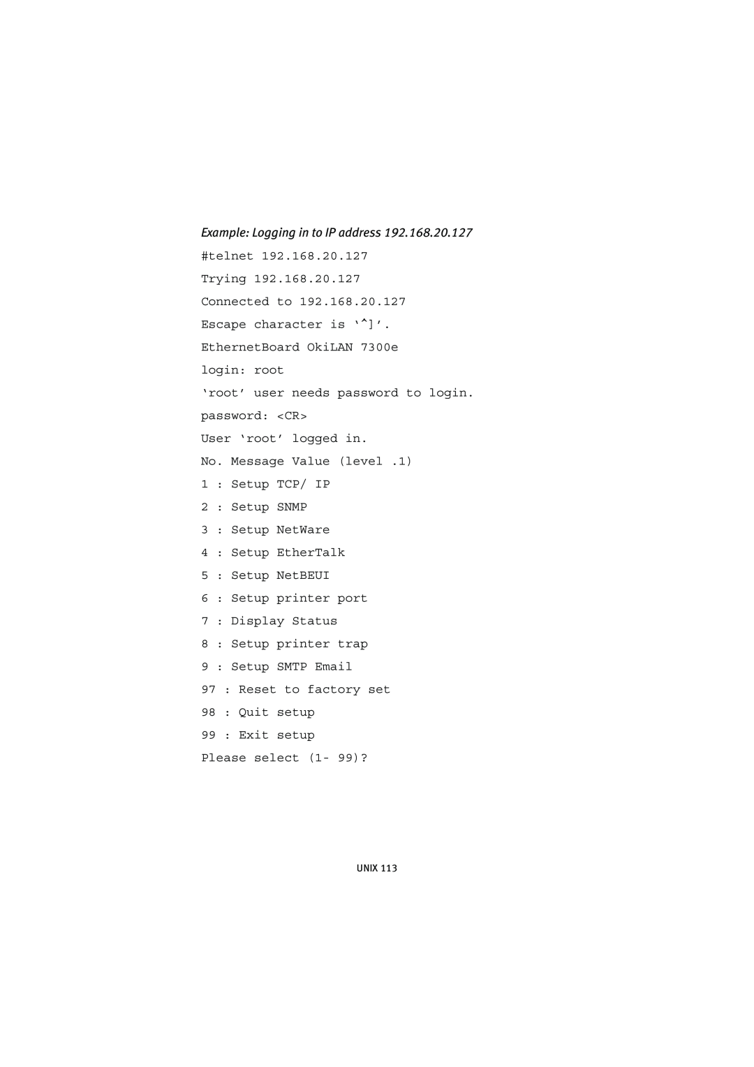 Oki 7300e manual Example Logging in to IP address 