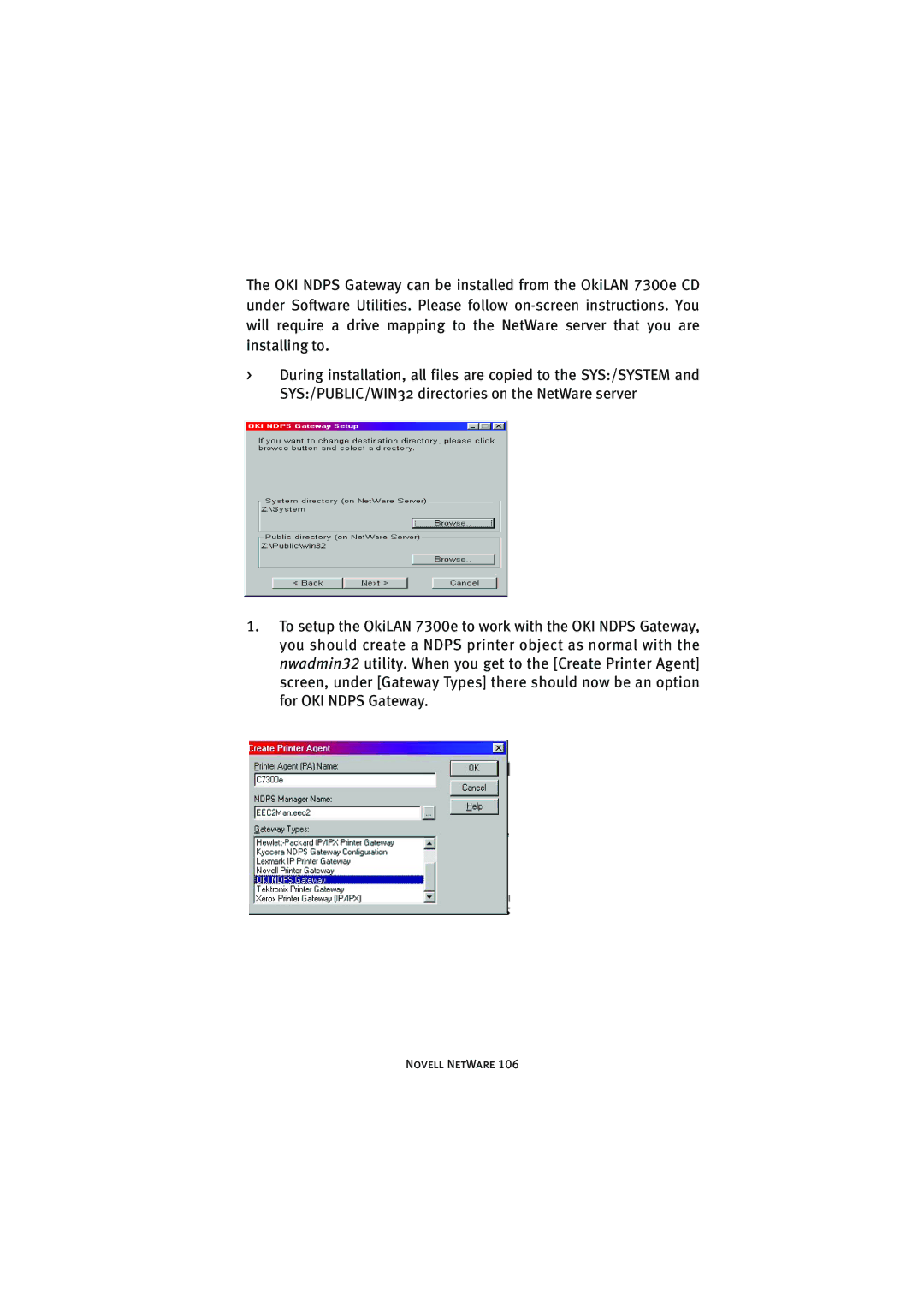 Oki 7300e manual Novell NetWare 