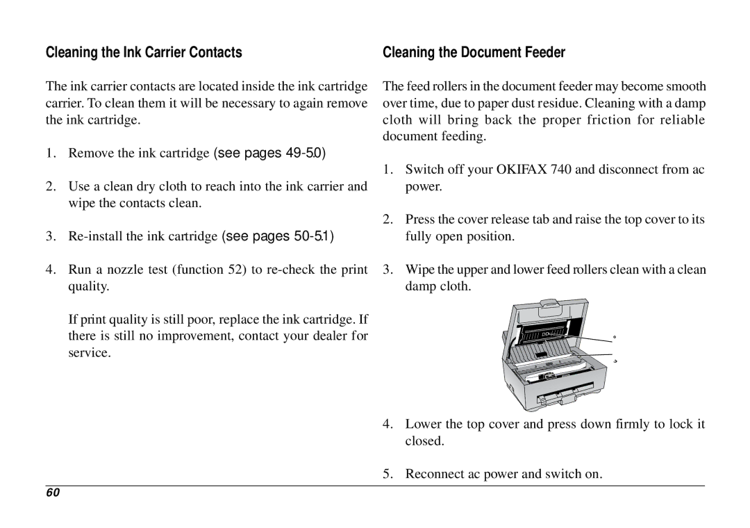 Oki 740 manual Cleaning the Ink Carrier Contacts 