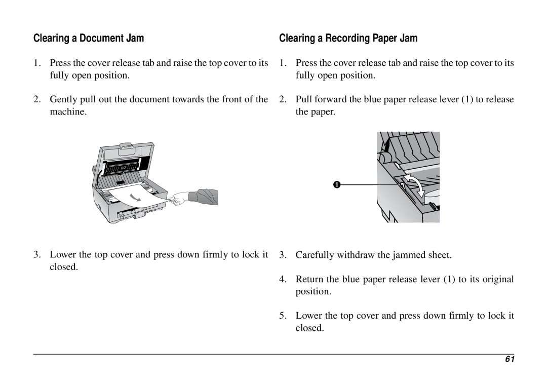 Oki 740 manual Clearing a Document Jam 