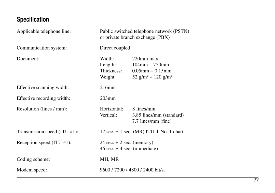 Oki 740 manual Specification 