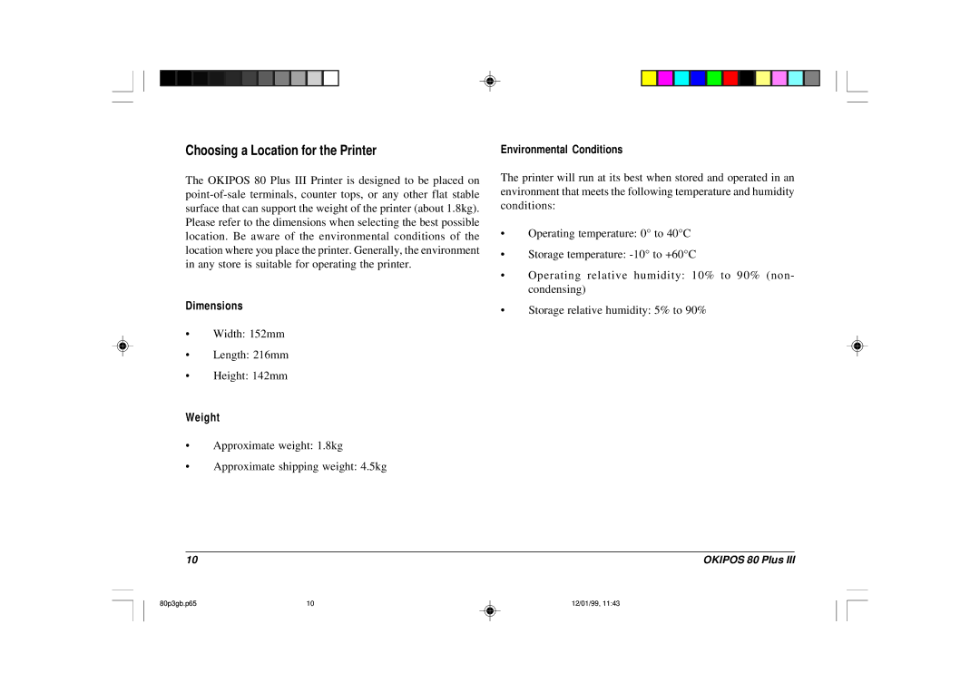 Oki 80 Plus III manual Choosing a Location for the Printer 