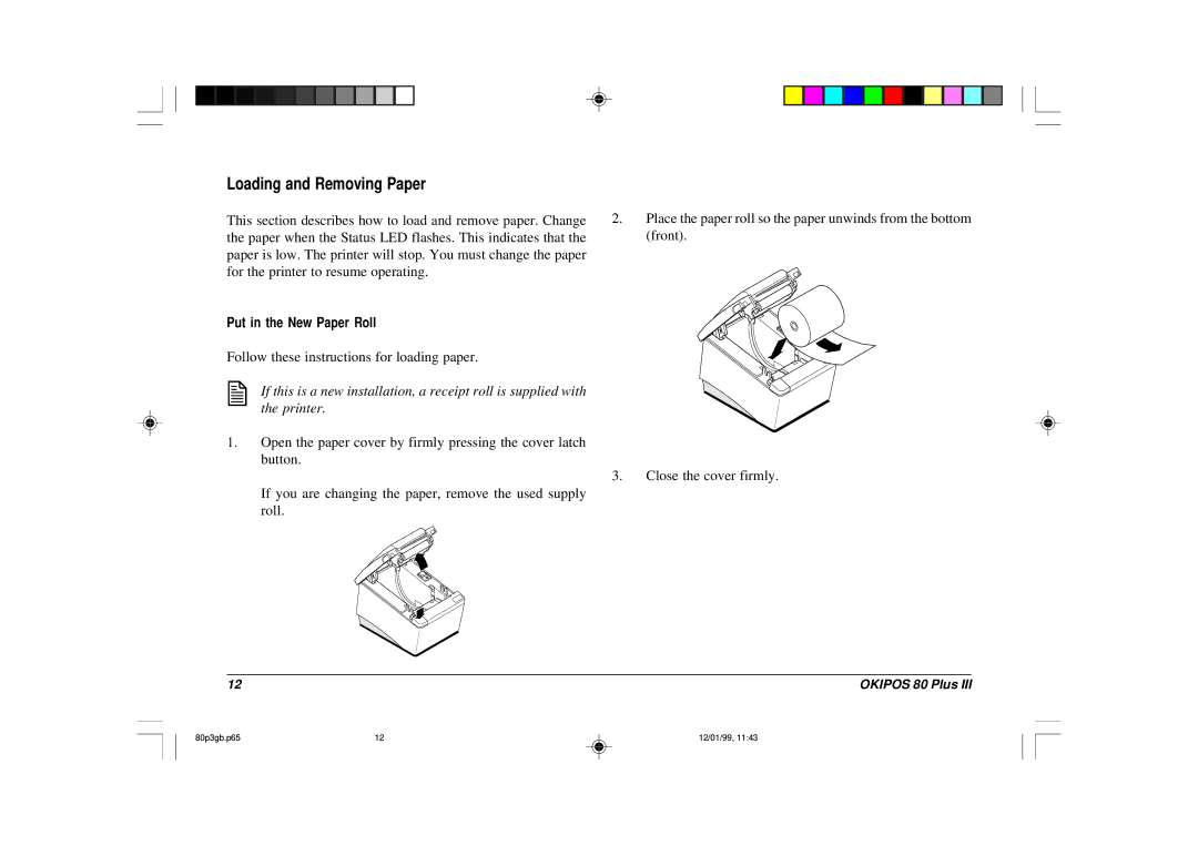 Oki 80 Plus III manual Loading and Removing Paper 