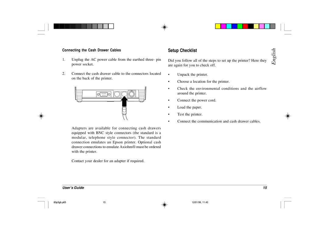 Oki 80 Plus III manual Setup Checklist 