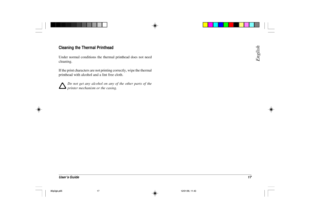 Oki 80 Plus III manual Cleaning the Thermal Printhead 