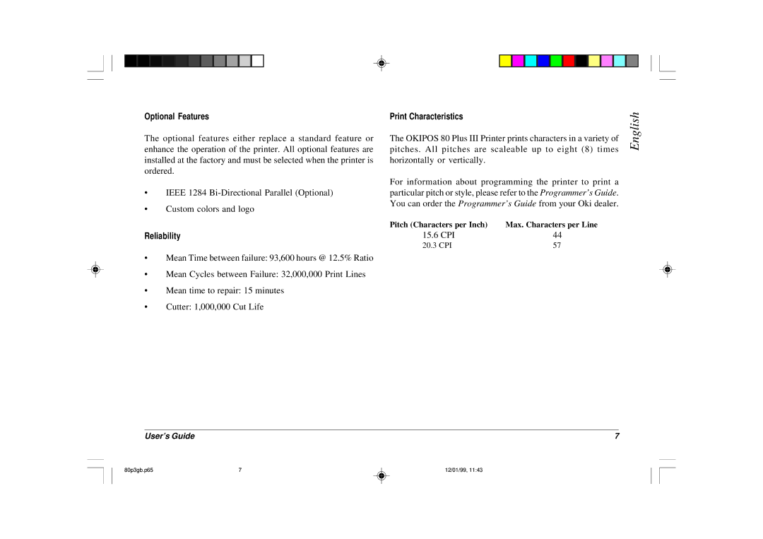 Oki 80 Plus III manual 15.6 CPI 