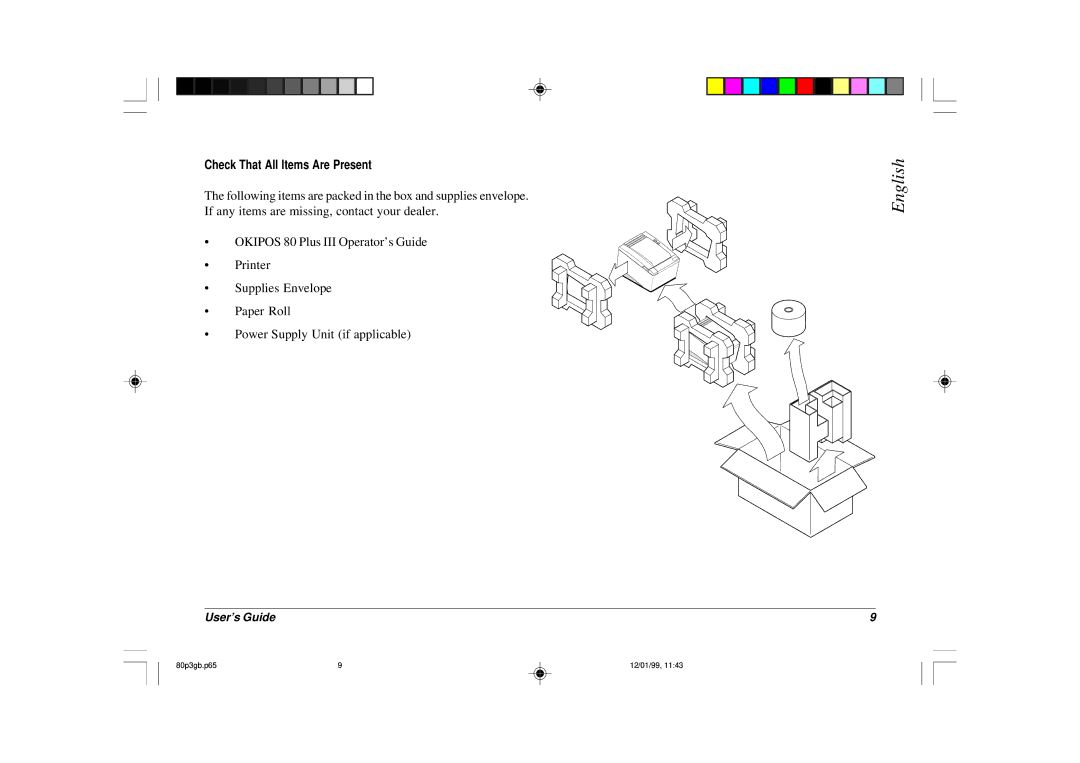 Oki 80 Plus III manual Check That All Items Are Present 