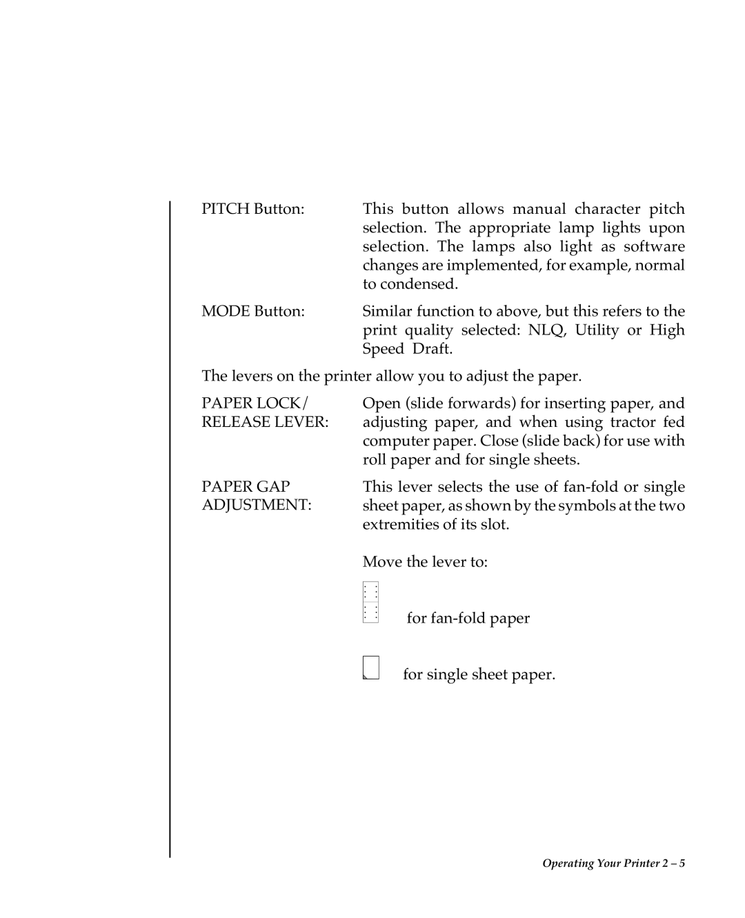 Oki 80 Series warranty Paper Lock, Release Lever, Paper GAP, Adjustment 