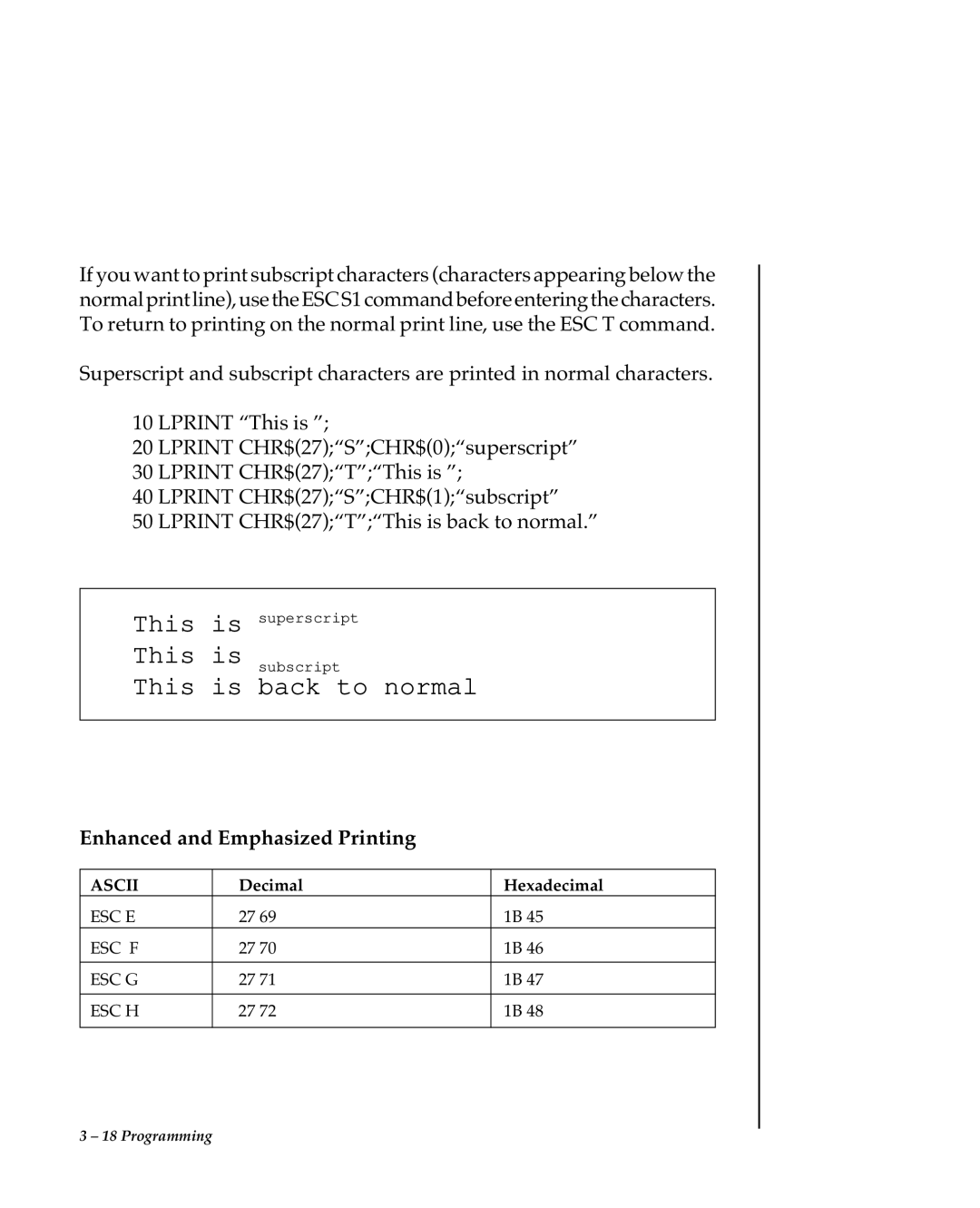 Oki 80 Series warranty This is back to normal, Enhanced and Emphasized Printing 