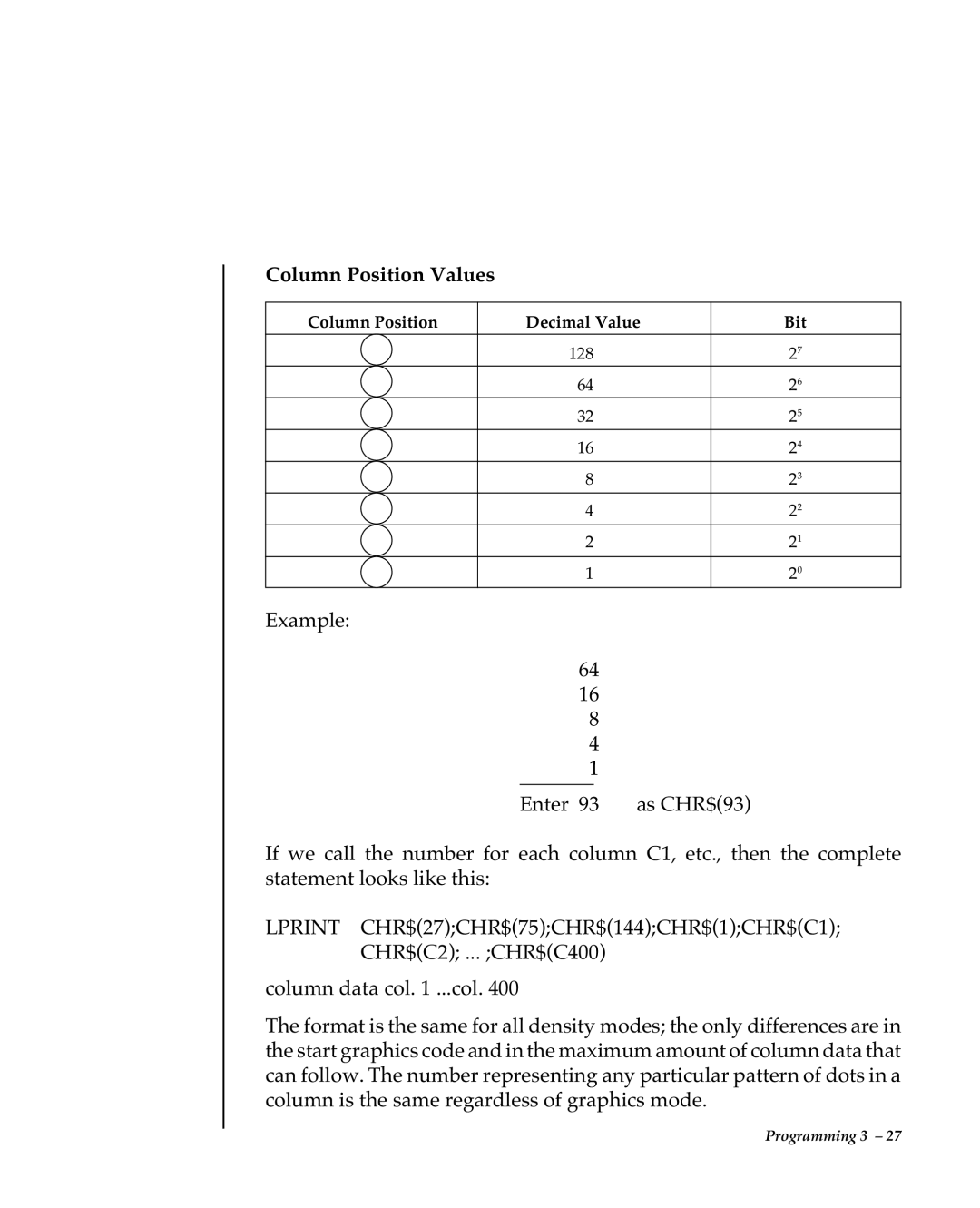 Oki 80 Series warranty Column Position Values 