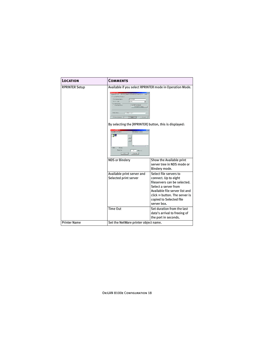 Oki 8100e manual Rprinter Setup 