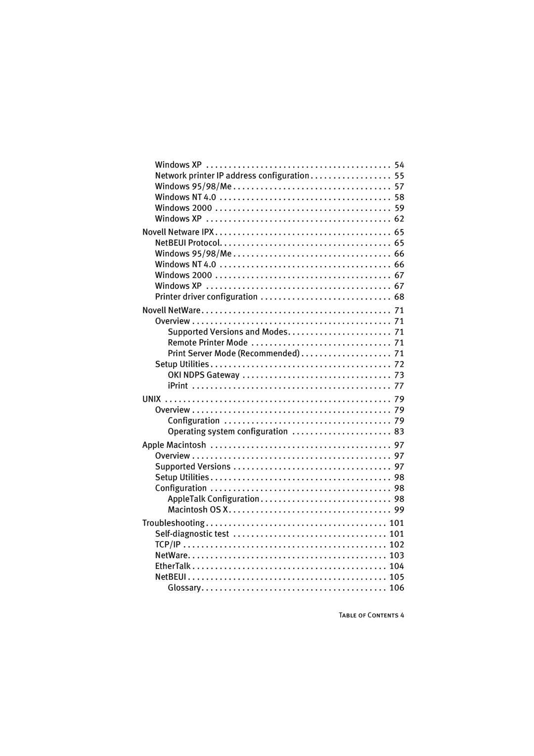 Oki 8100e manual Table of Contents 