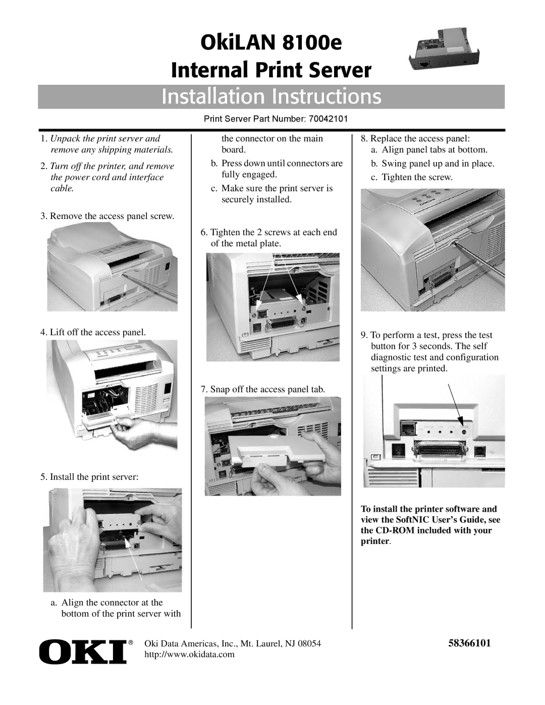 Oki 8100e installation instructions Installation Instructions 