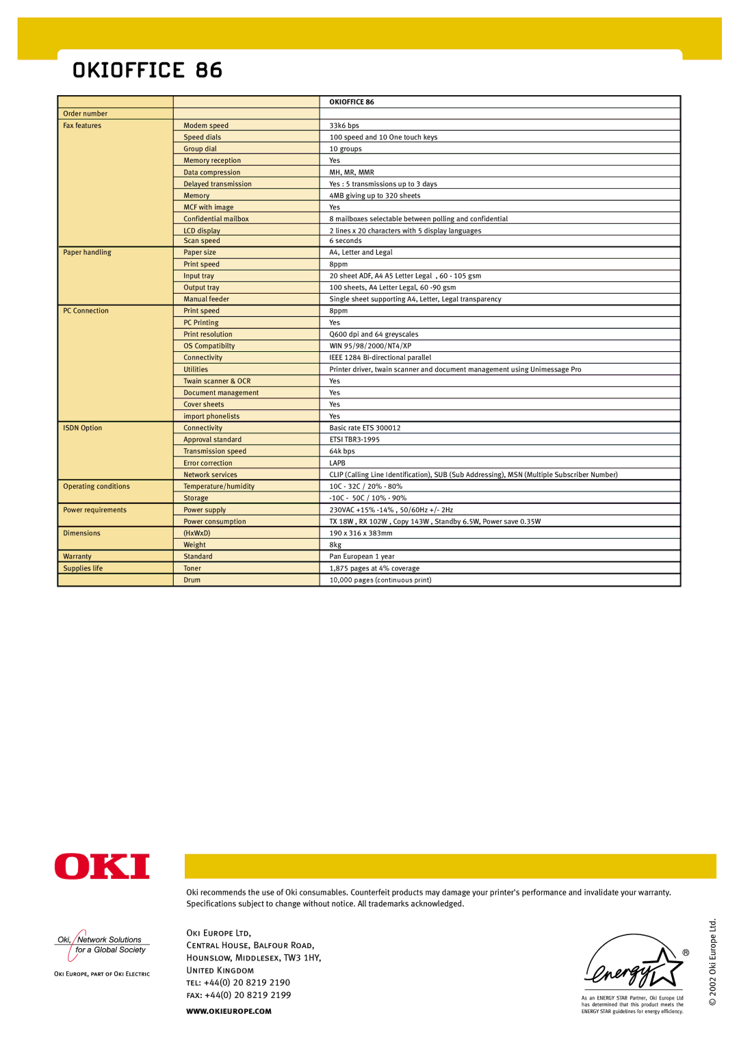 Oki 86 manual Okioffice 