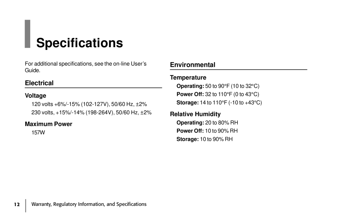 Oki 87 warranty Specifications, Electrical, Environmental 