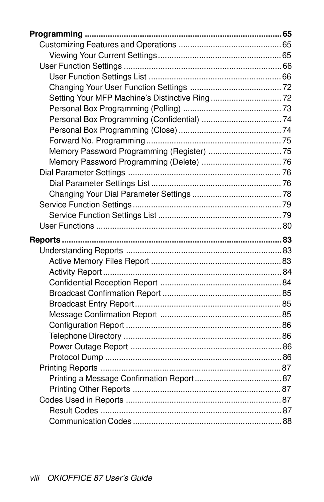 Oki manual Viii Okioffice 87 User’s Guide 