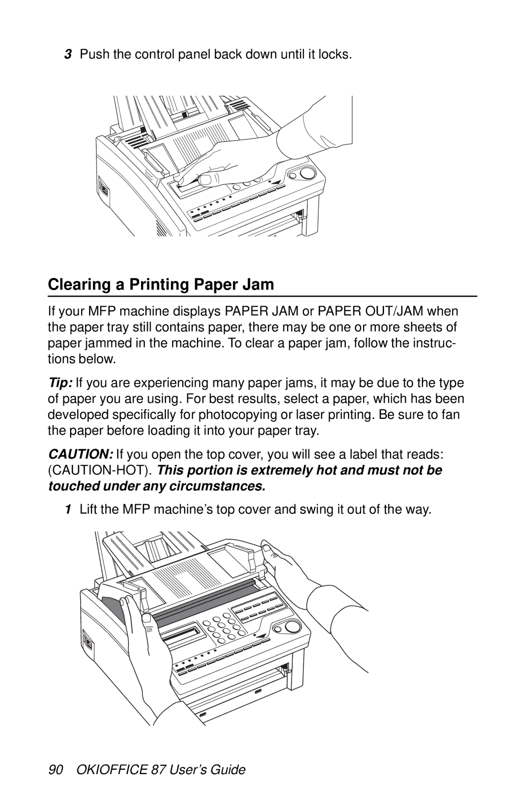 Oki 87 manual Clearing a Printing Paper Jam 