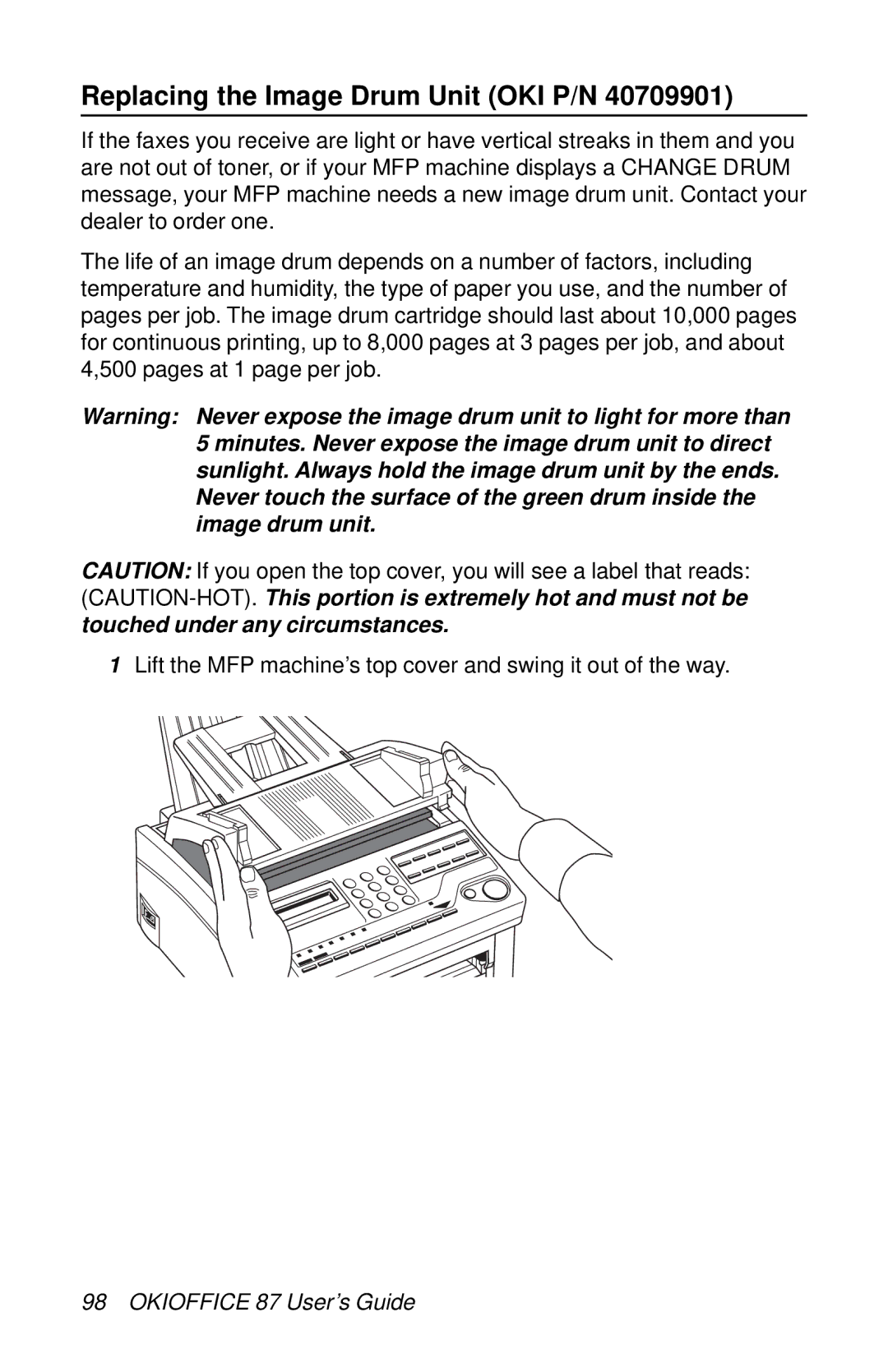 Oki 87 manual Replacing the Image Drum Unit OKI P/N 