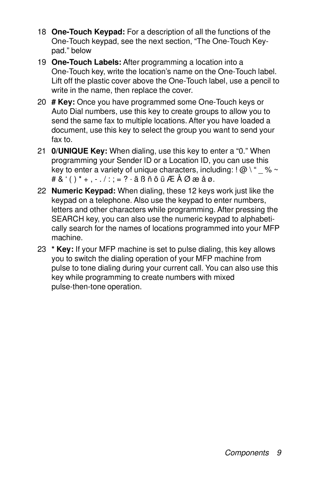 Oki 87 manual Components 