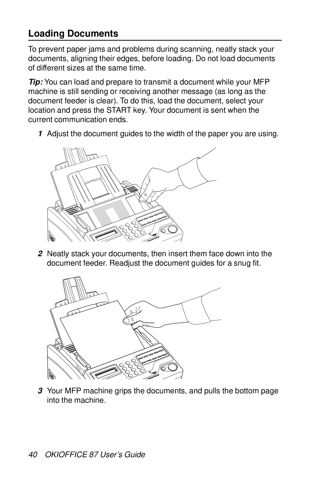 Oki 87 manual Loading Documents 