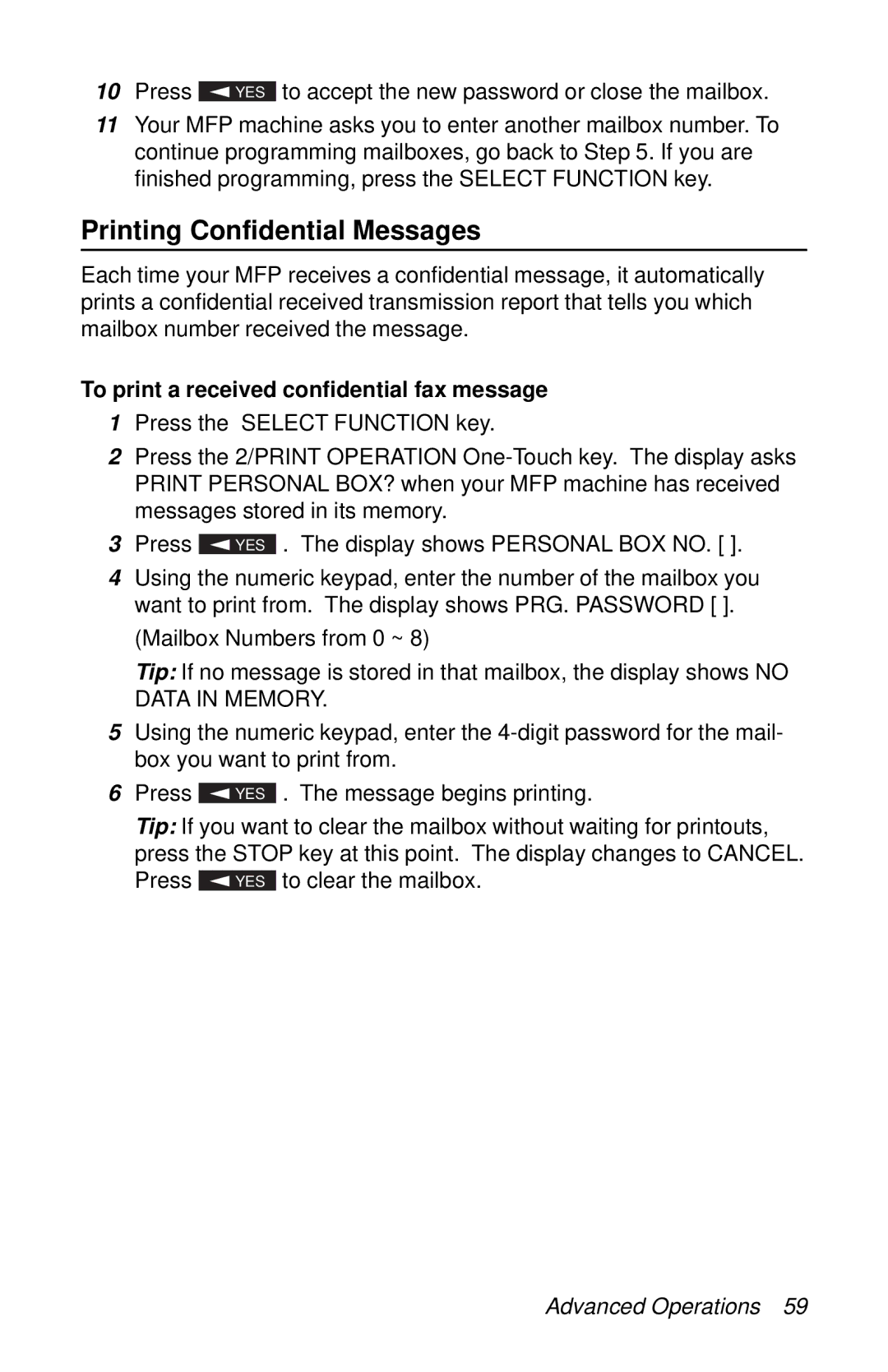 Oki 87 manual Printing Confidential Messages, To print a received confidential fax message 