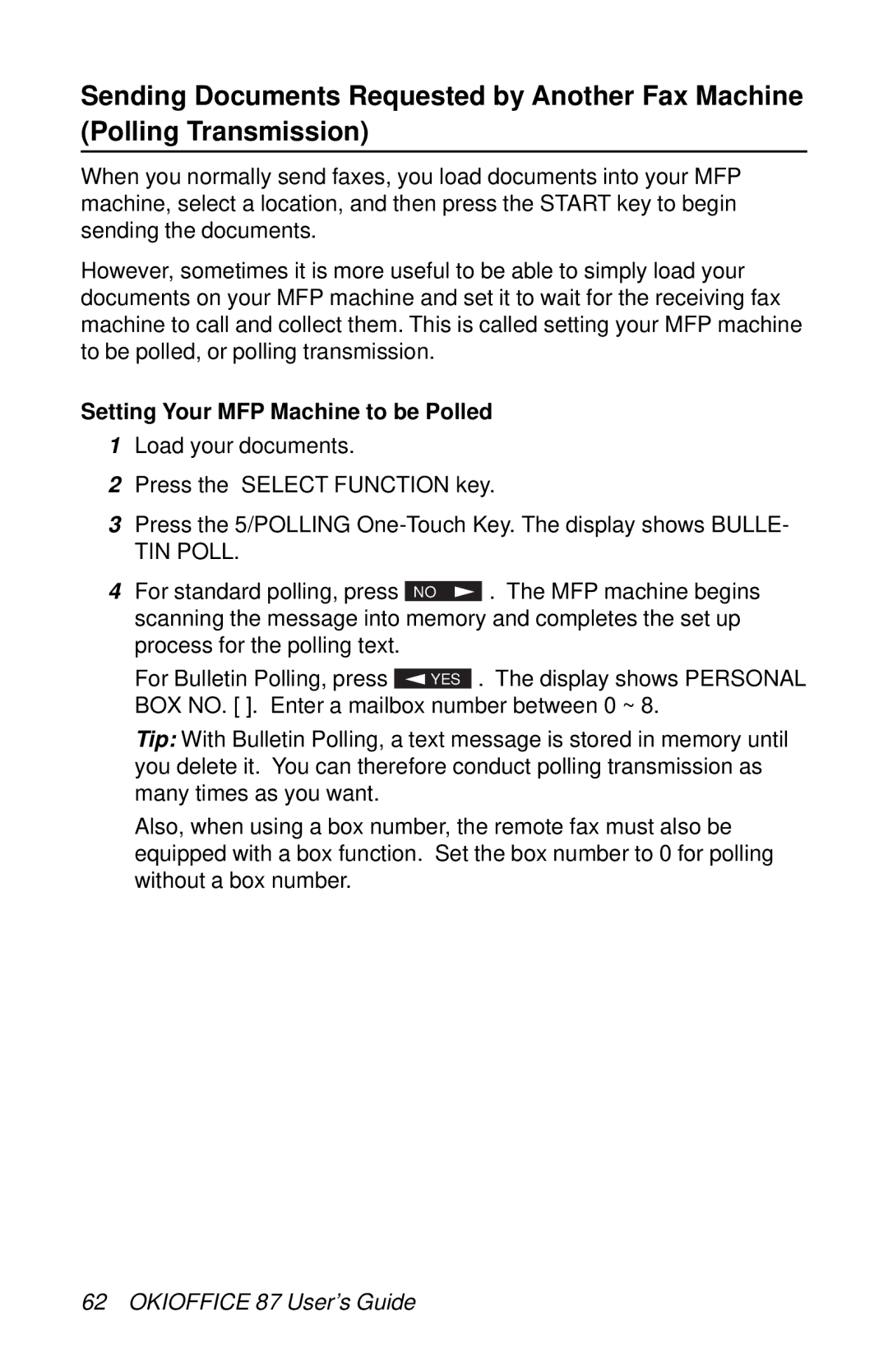 Oki 87 manual Setting Your MFP Machine to be Polled, TIN Poll 